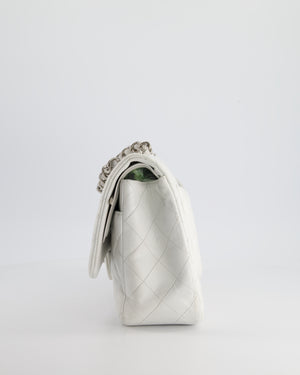 Chanel White Jumbo Classic Double Flap Bag in Lambskin Leather with Silver Hardware RRP £9,240