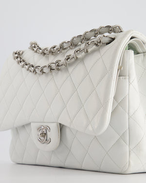 Chanel White Jumbo Classic Double Flap Bag in Lambskin Leather with Silver Hardware RRP £9,240