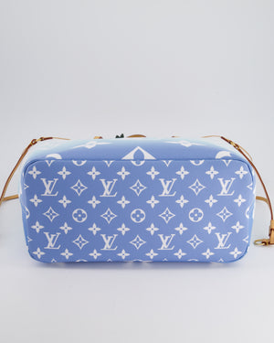 *COLLECTOR
S* Louis Vuitton By The Pool 2021 Neverfull MM in Blue and White Monogram Canvas with Vachetta leather and Gold Hardware