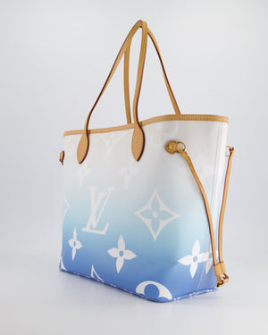 *COLLECTOR
S* Louis Vuitton By The Pool 2021 Neverfull MM in Blue and White Monogram Canvas with Vachetta leather and Gold Hardware