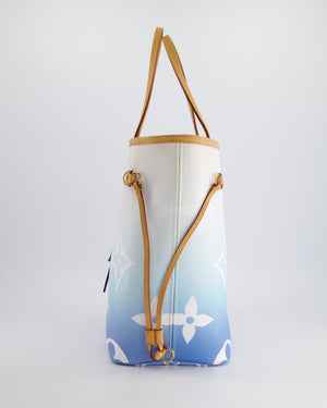 *COLLECTOR
S* Louis Vuitton By The Pool 2021 Neverfull MM in Blue and White Monogram Canvas with Vachetta leather and Gold Hardware