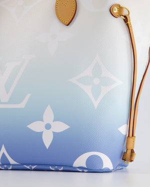 *COLLECTOR
S* Louis Vuitton By The Pool 2021 Neverfull MM in Blue and White Monogram Canvas with Vachetta leather and Gold Hardware