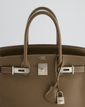 Hermès HSS Birkin Bag 30cm in Etoupe/ Vert Anis Chèvre and Brushed Palladium Hardware