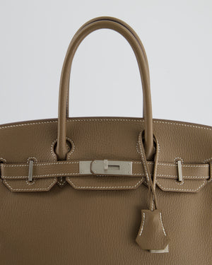 Hermès HSS Birkin Bag 30cm in Etoupe/ Vert Anis Chèvre and Brushed Palladium Hardware