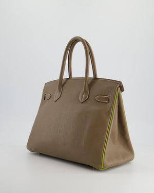 Hermès HSS Birkin Bag 30cm in Etoupe/ Vert Anis Chèvre and Brushed Palladium Hardware