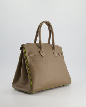 Hermès HSS Birkin Bag 30cm in Etoupe/ Vert Anis Chèvre and Brushed Palladium Hardware