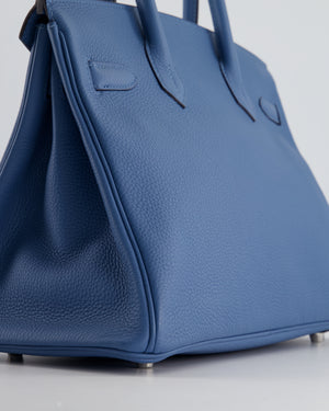 Hermès Birkin Bag 30cm in Bleu Azur Togo Leather and Palladium Hardware