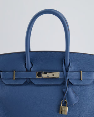 Hermès Birkin Bag 30cm in Bleu Azur Togo Leather and Palladium Hardware