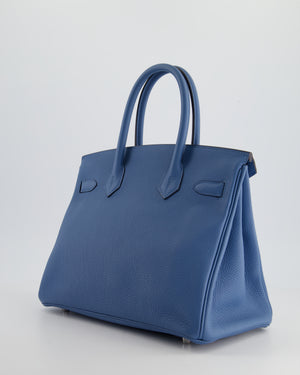 Hermès Birkin Bag 30cm in Bleu Azur Togo Leather and Palladium Hardware