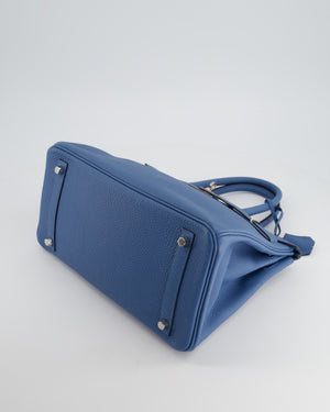 Hermès Birkin Bag 30cm in Bleu Azur Togo Leather and Palladium Hardware