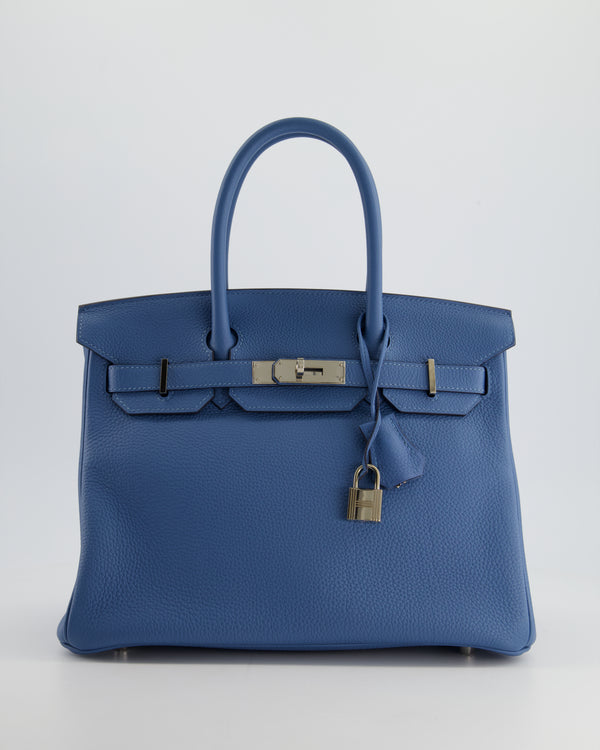 Hermès Birkin Bag 30cm in Bleu Azur Togo Leather and Palladium Hardware