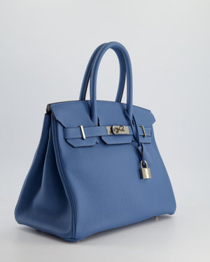 Hermès Birkin Bag 30cm in Bleu Azur Togo Leather and Palladium Hardware