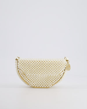 Rosantica Champagne Gold Pearl Round Top Handle Clutch Bag