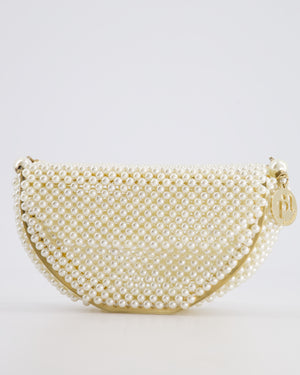 Rosantica Champagne Gold Pearl Round Top Handle Clutch Bag