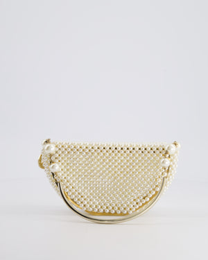 Rosantica Champagne Gold Pearl Round Top Handle Clutch Bag