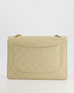 Chanel Vintage Beige Large Single Flap Bag in Caviar Leather with 24k Gold Hardware