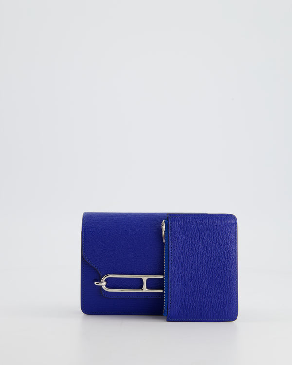 Hermès Roulis Slim Belt Wallet in Bleu France Chevre Leather with Palladium Hardware