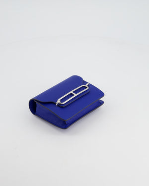 Hermès Roulis Slim Belt Wallet in Bleu France Chevre Leather with Palladium Hardware