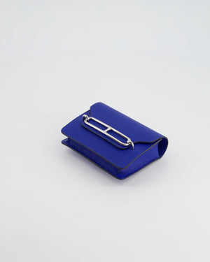 Hermès Roulis Slim Belt Wallet in Bleu France Chevre Leather with Palladium Hardware