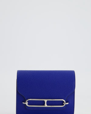 Hermès Roulis Slim Belt Wallet in Bleu France Chevre Leather with Palladium Hardware