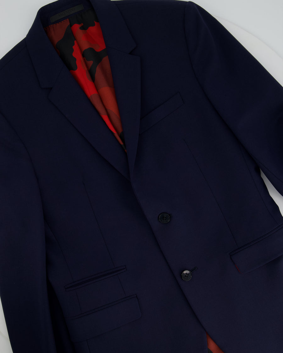 Valentino Menswear Navy Tailored Blazer with Red Interior Size IT 44 (UK 34)