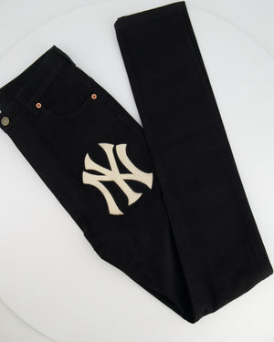 Gucci Black Skinny Jeans with Embroidered NY Logo Size 24 (UK 6)