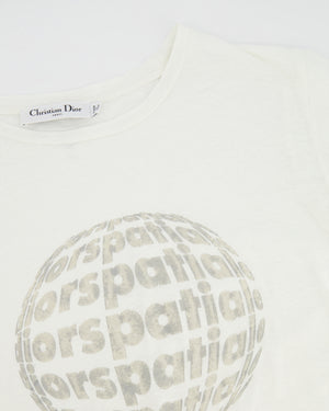 Christian Dior White Diorspatial Printed T-Shirt Size M (UK 10)