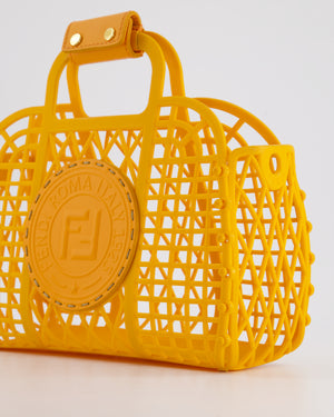 Fendi Spring/Summer 2021 Orange Basket Bag in Recycled Plastic and Leather Closure Detail