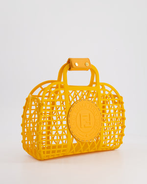 Fendi Spring/Summer 2021 Orange Basket Bag in Recycled Plastic and Leather Closure Detail