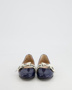 Christian Dior KIDS Navy Patent Miss B Ballet Flats Size EU 26 RRP £540