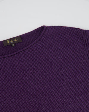 Loro Piana Purple Cashmere Jumper with Silver Logo Detail Size IT 38 (UK 6)