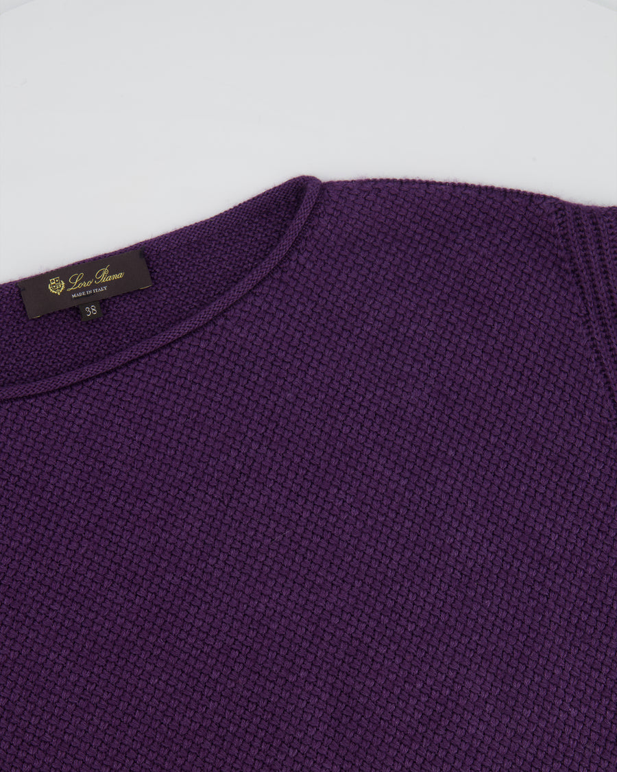 Loro Piana Purple Cashmere Jumper with Silver Logo Detail Size IT 38 (UK 6)