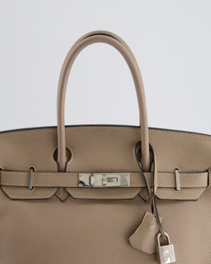 *FIRE PRICE* Hermès Birkin 30cm Retourne Bag in Gris Touturelle Clemence Leather with Palladium Hardware