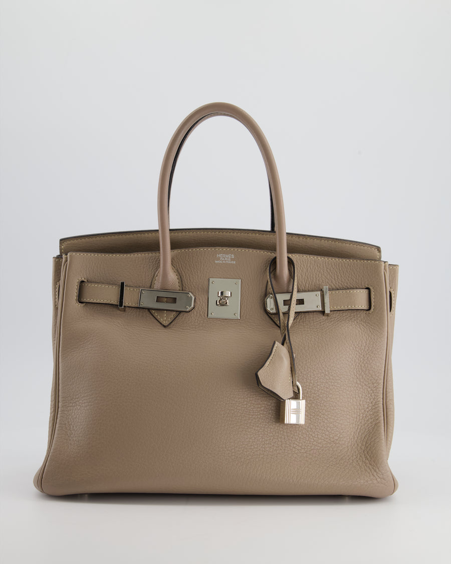 *FIRE PRICE* Hermès Birkin 30cm Retourne Bag in Gris Touturelle Clemence Leather with Palladium Hardware