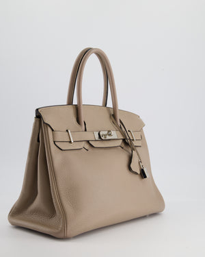 *FIRE PRICE* Hermès Birkin 30cm Retourne Bag in Gris Touturelle Clemence Leather with Palladium Hardware