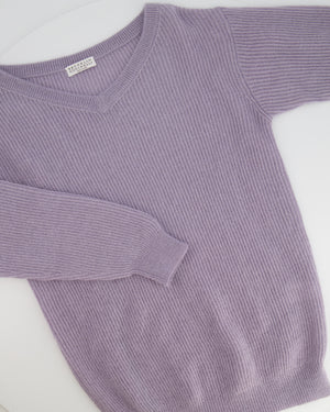 Brunello Cucinelli Lilac Metallic Thread Wool Jumper Size XS (UK 6)