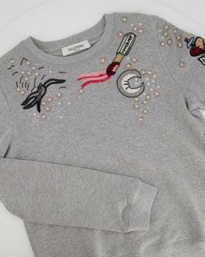 Valentino Grey Loveblade Sweater with Sequin Embellishments Size M (UK 10) RRP £1,025