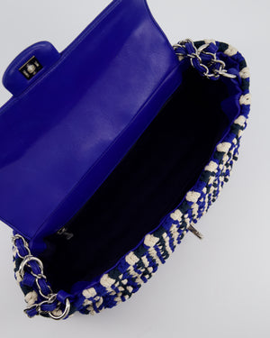 *RARE* Chanel Navy, Blue and Cream Crochet Flap Bag with Silver Hardware