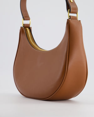 Celine Tan Ava Bag in Smooth Calfskin with Triomphe Embroidery and Gold Hardware