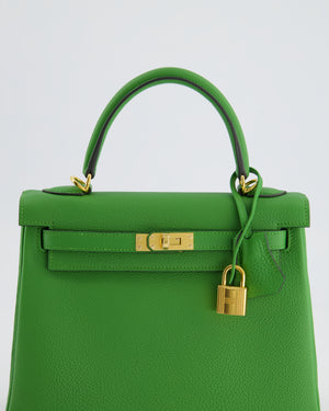 *RARE* Hermes Kelly Bag 25cm Vert Yucca with Togo Leather and Gold Hardware