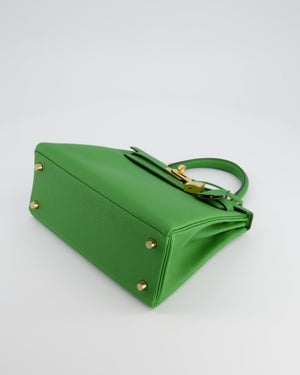 *RARE* Hermes Kelly Bag 25cm Vert Yucca with Togo Leather and Gold Hardware