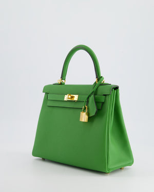 *RARE* Hermes Kelly Bag 25cm Vert Yucca with Togo Leather and Gold Hardware