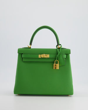 *RARE* Hermes Kelly Bag 25cm Vert Yucca with Togo Leather and Gold Hardware