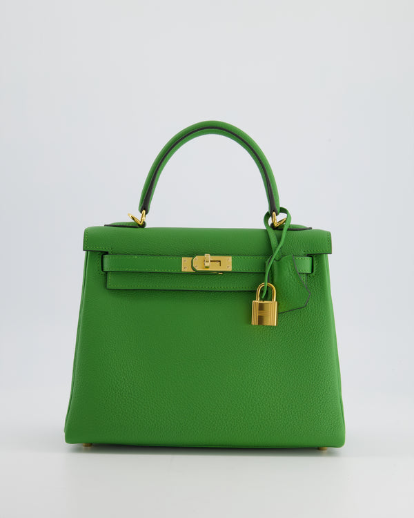 *RARE* Hermes Kelly Bag 25cm Vert Yucca with Togo Leather and Gold Hardware