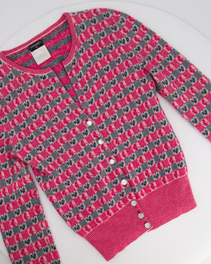 Chanel Pink Intarsia Knit Cashmere Cardigan and Top Set Size FR 40 (UK 12)