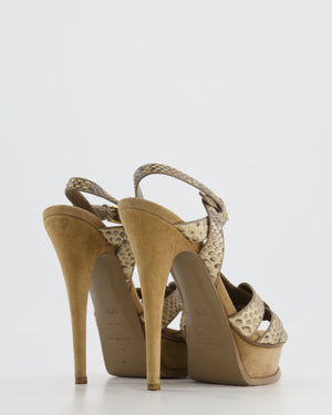 Saint Laurent Beige Suede and Python Tribute Heels Size EU 37.5 RRP £985