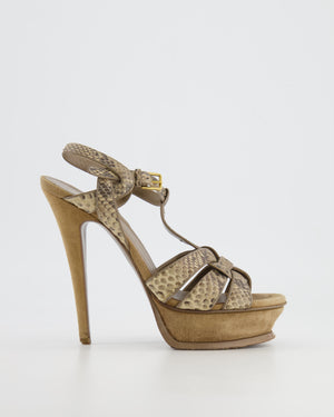 Saint Laurent Beige Suede and Python Tribute Heels Size EU 37.5 RRP £985