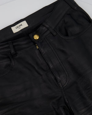 Céline Black Leather Kitty Trousers with Gold Button Detail W29 (UK 10) RRP £2250