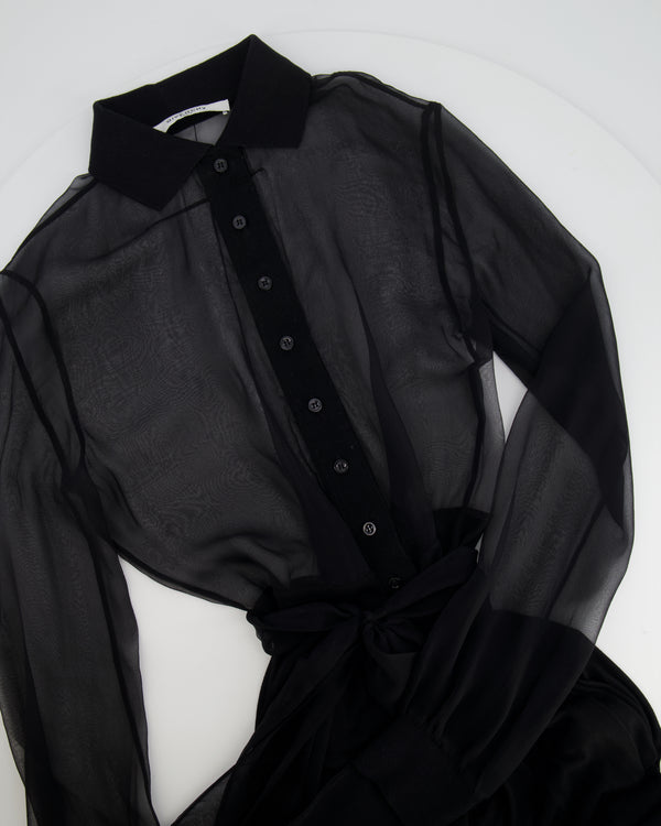 Givenchy Black Silk Button-Up Mini Long-Sleeve Dress Size FR 38 (UK 10)