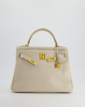 Hermès Kelly 28cm Retourne Bag in Craie Togo Leather with Gold Hardware